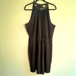 Michael Kors black sleeveless dress w/black alligator buckle trim. Sz XL. NWT.
